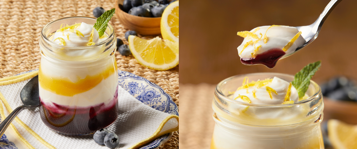 Zitronen – Blaubeeren – Joghurt Parfait